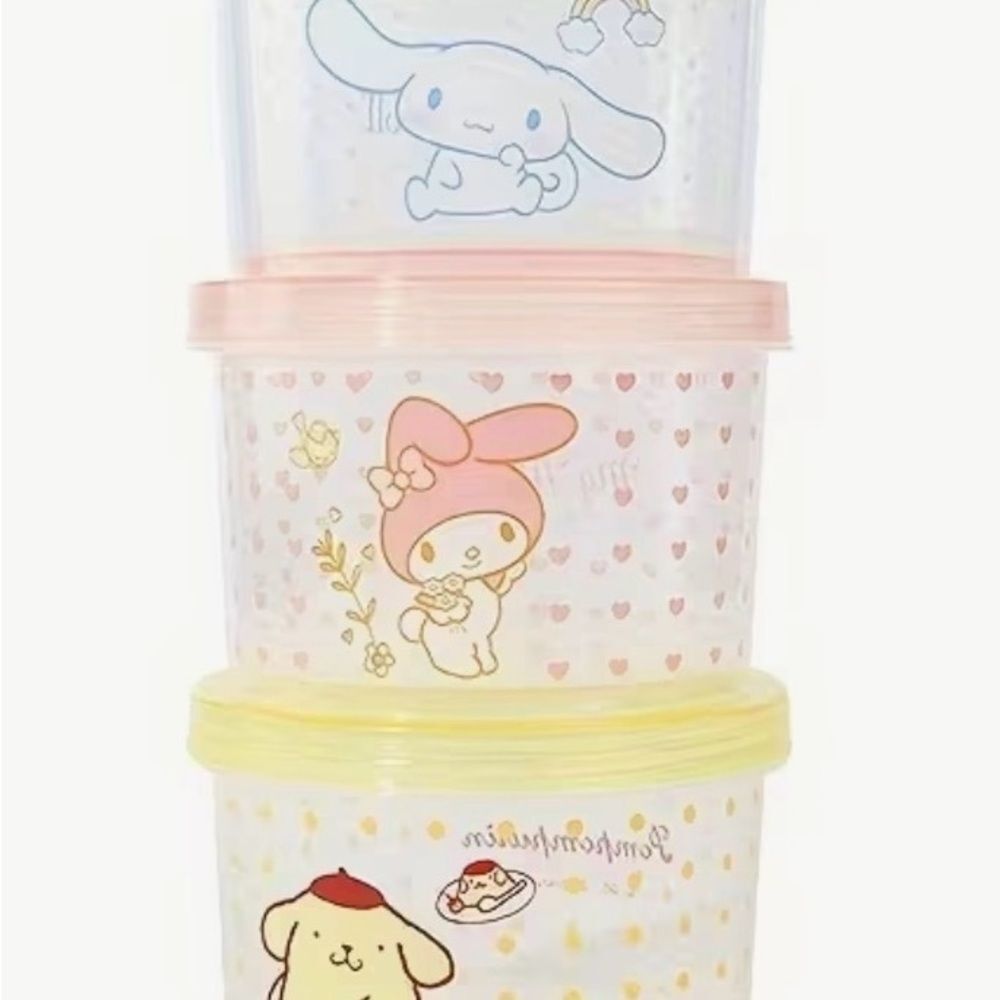 Sanrio Pastel Pink Yellow Blue Stackable Storage Containers